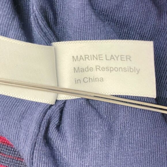 Marine Layer Lexi Rib Daytime Midi Tank Dress Cabernet Navy Stripe Size Large - Picture 13 of 14